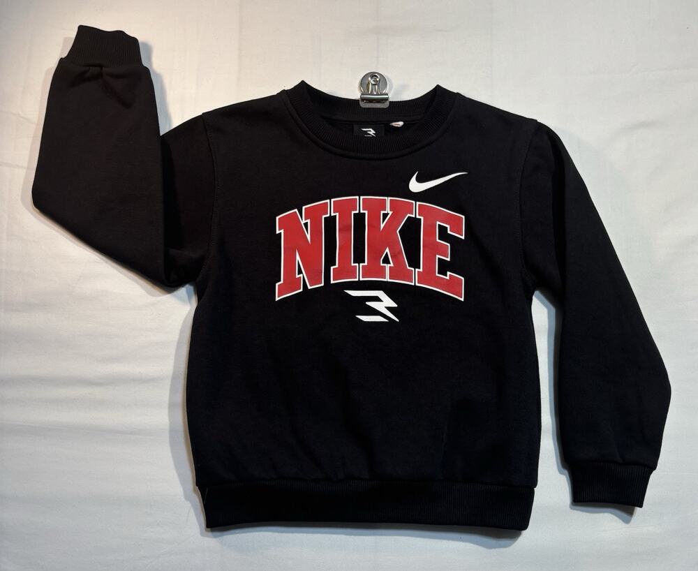 Nike Kids Black Crewneck Sweatshirt Red Logo New Without Tags Size 6-7 Yrs